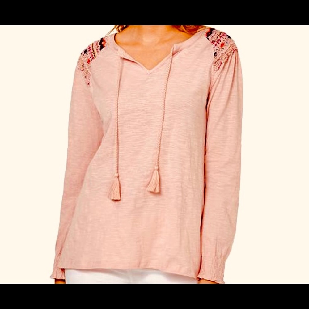 Style & Co embroidered shoulder top